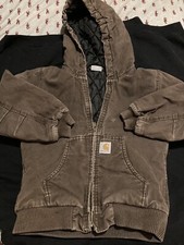 Carhartt Jacket Kids Size Small Brown Zip Up Hooded Insulated