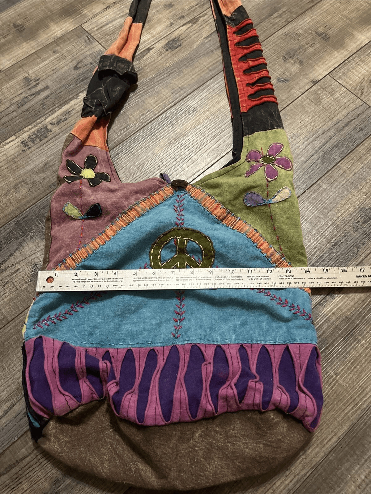 Boho Shoulder Purse Patchwork Distressed Crossbod… - image 8