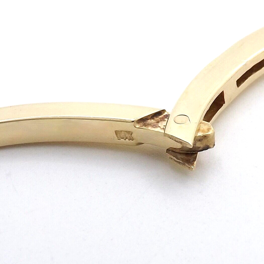 Solid Gold Natural Diamond X Hinged Bangle Bracel… - image 16