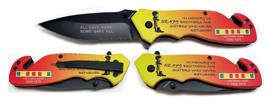 Cuchillo naranja conmemorativo conmemorativo conmemorativo de veteranos de la guerra de Vietnam de 8" - Ejército de EE. UU. Foto 3 de 4