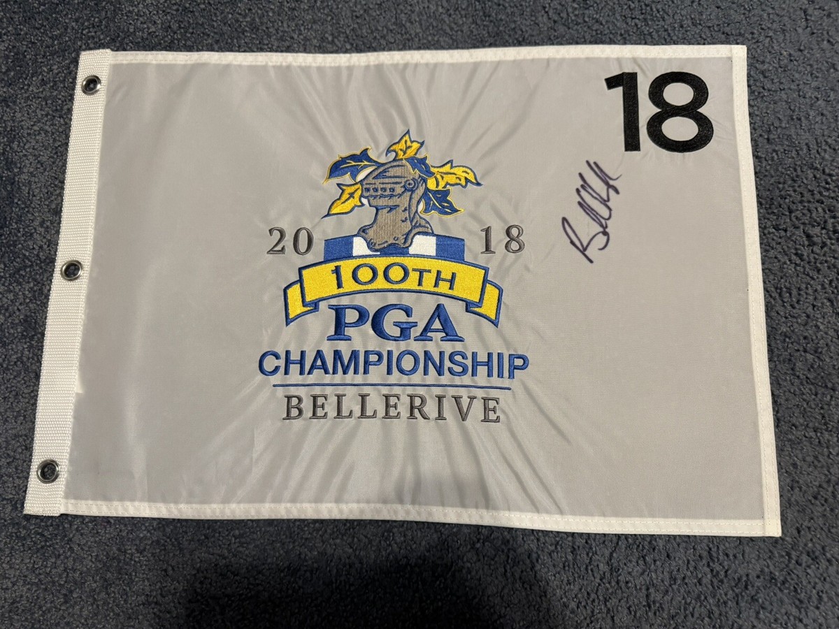 BROOKS KOEPKA AUTOGRAPHED 2018 PGA CHAMPIONSHIP FLAG **100th PGA