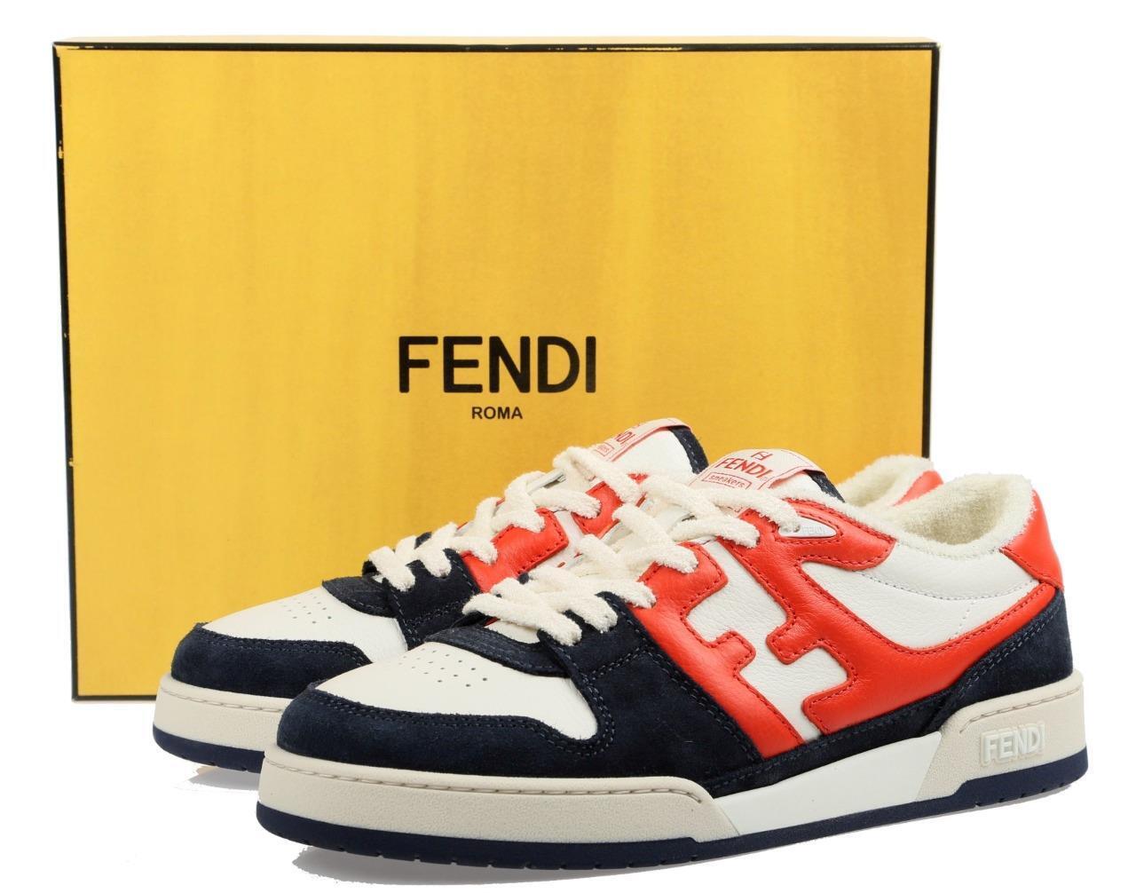 Fendi Men's Match FF-Logo Leather Low-Top Sneakers