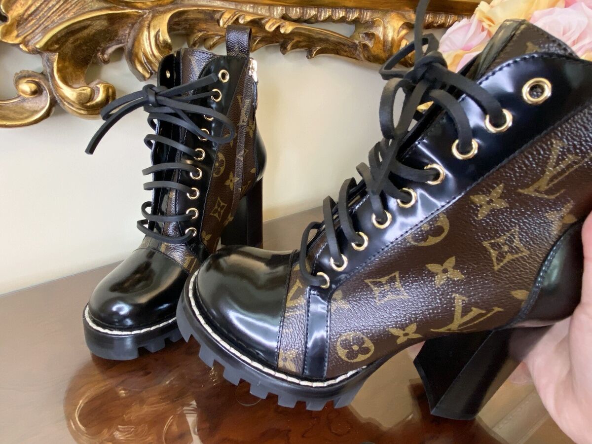 Used Louis Vuitton Monogram Star Trail Ankle Combat Boots 9