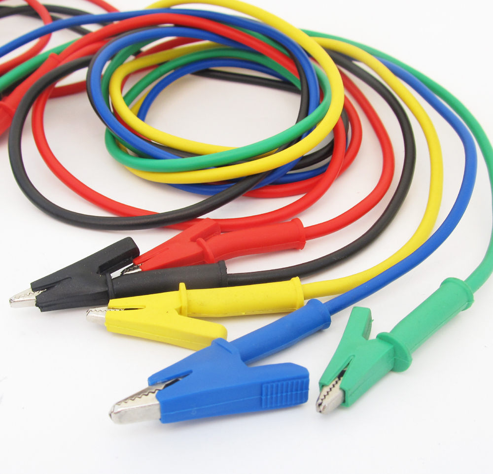 1set Silicone High Voltage Alligator Clip to Alligator Clip Test Leads