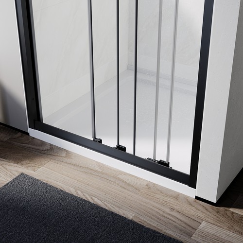 Black Framed Shower Screen 3 Panel Glass Sliding Door Enclosure - 900x1900mm - Picture 14 of 20
