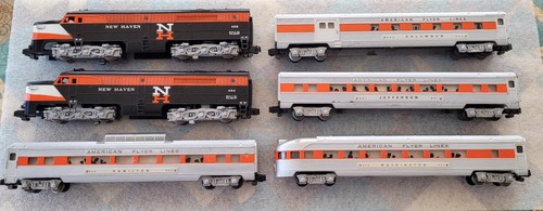 JUEGO DE CLIPPER AMERICAN FLYER 5670 TRH NEW HAVEN 494+495+COCHES A RAYAS NARANJAS - Imagen 7 de 18