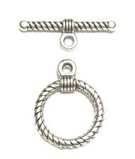 8 Sets Fine Fancy Antique Silver swirl round Toggle clasps-Jewelry Supplies