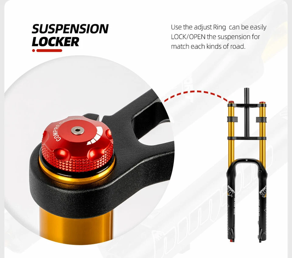 Horquilla de suspensión delantera para bicicleta eléctrica 26er *4.0 de doble hombro para bicicleta Foto 4 de 4