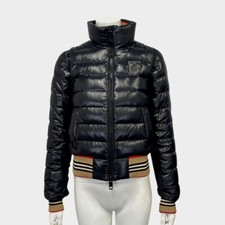 Burberry women's black puffer jacket with detachable sleeves