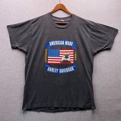 Vtg Harley Davidson 1984 Survivor Mens XL / L Eagle American Skull 3D T Shirt
