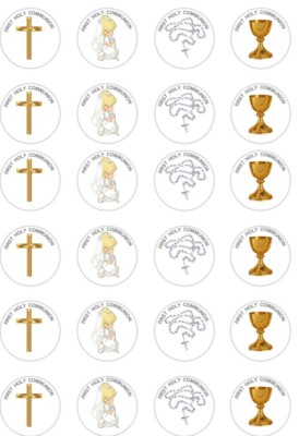 24 x PRECUT MÄDCHEN/GOLD/SILBER ERSTKOMMUNION REIS/OBLATEN CUP CAKE TOPPER