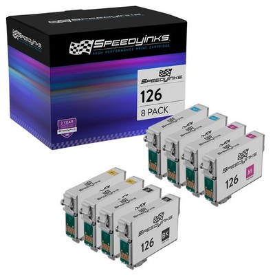 8pk T126 126 Black & Color Printer Set Ink Cartridge for Epson WorkForce WF-3540