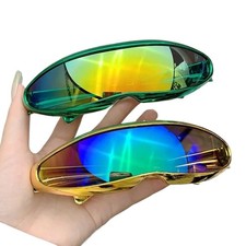 Color Mirror Lens Monolens Cyclops Robotic Futuristic Narrow Punk Sunglasses