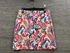 Talbots Paisley A-Line Skirt Womens Size 8P Multicolor Twill Knee Length