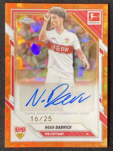 Noah Darvich 2025-26 Topps Chrome Bundesliga Sapphire Orange Auto /25 #BA-ND