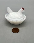 Westmoreland Mini Hen on Nest Salt Cellar Milk Glass 2.5”