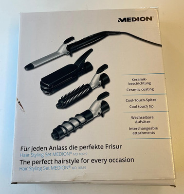 MEDION MD 16619 Elektrisches Haar Styling Set 4 Aufsätze
