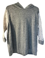 TORRID Super Soft Hoodie Gray/Black Lace Sleeves Ribbed Bottom  Cuffs