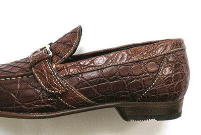 TESTONI Brown Crocodile Alligator Leather Shoes Loafers 10  display picture 3