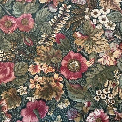 VTG Concord Fabric by Joan Kessler Tapestry Style Floral Pattern 220''x43'' Fabric