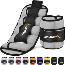 APEXUP 10lbs/Pair Adjustable Ankle Weights for Women and 10 lbs/Pair, Gray 