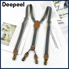 Unisex Retro Suspenders 4 Clip Y Type Elastic Stripe Braces 120cm Casual