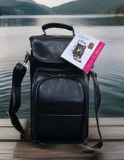 Avanti Legacy Picnic Time Cheese Wine Tote Black Insulated Bag Wglasses New