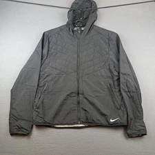 Nike Aerolayer Full Zip Running Jacket Men's Large Hooded Black CU5388