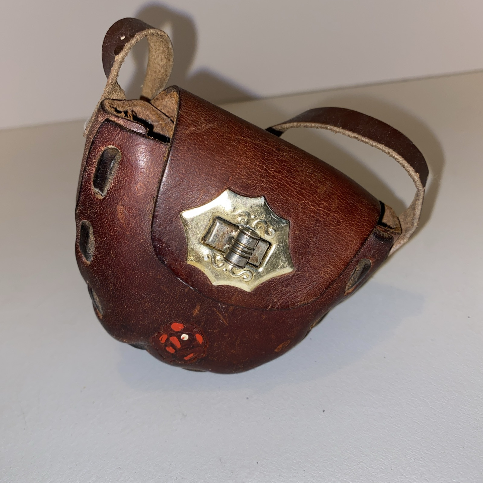 Mini Small Leather Tooled Purse Made in Mexico Flower Design