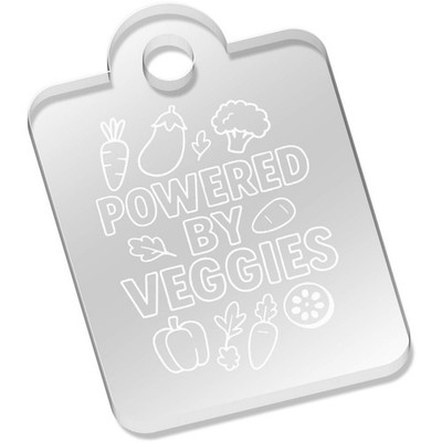 Schlüsselanhänger/Schlüsselanhänger ''Powered By Veggies'' lasergraviert klar Acryl (AK054885)