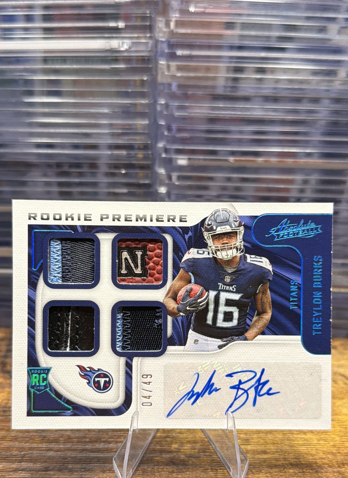 2022 Panini Absolute RC Premiere Quad Patch Auto Treylon Burks #212 Titans #/49 view 1