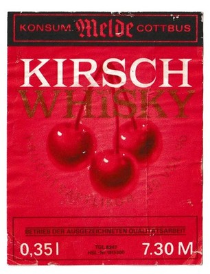 Original GDR cherry whisky 0.35l consumer report Cottbus label
