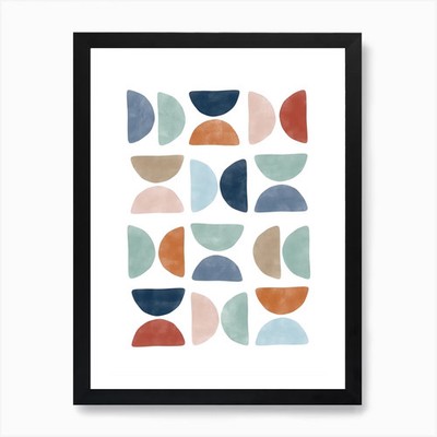 Terrakotta Marine Halbkreise Kunst Pr gerahmtes Wandbild Poster Leinwanddruck Bild