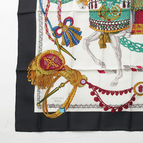 Hermes Carr 90 Le Timbalier Timpanist Silk Scarf Black - Picture 4 of 12
