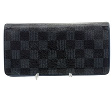 Auth LOUIS VUITTON Damier Graphite Bi-fold Long Wallet Canvas Gray France FS