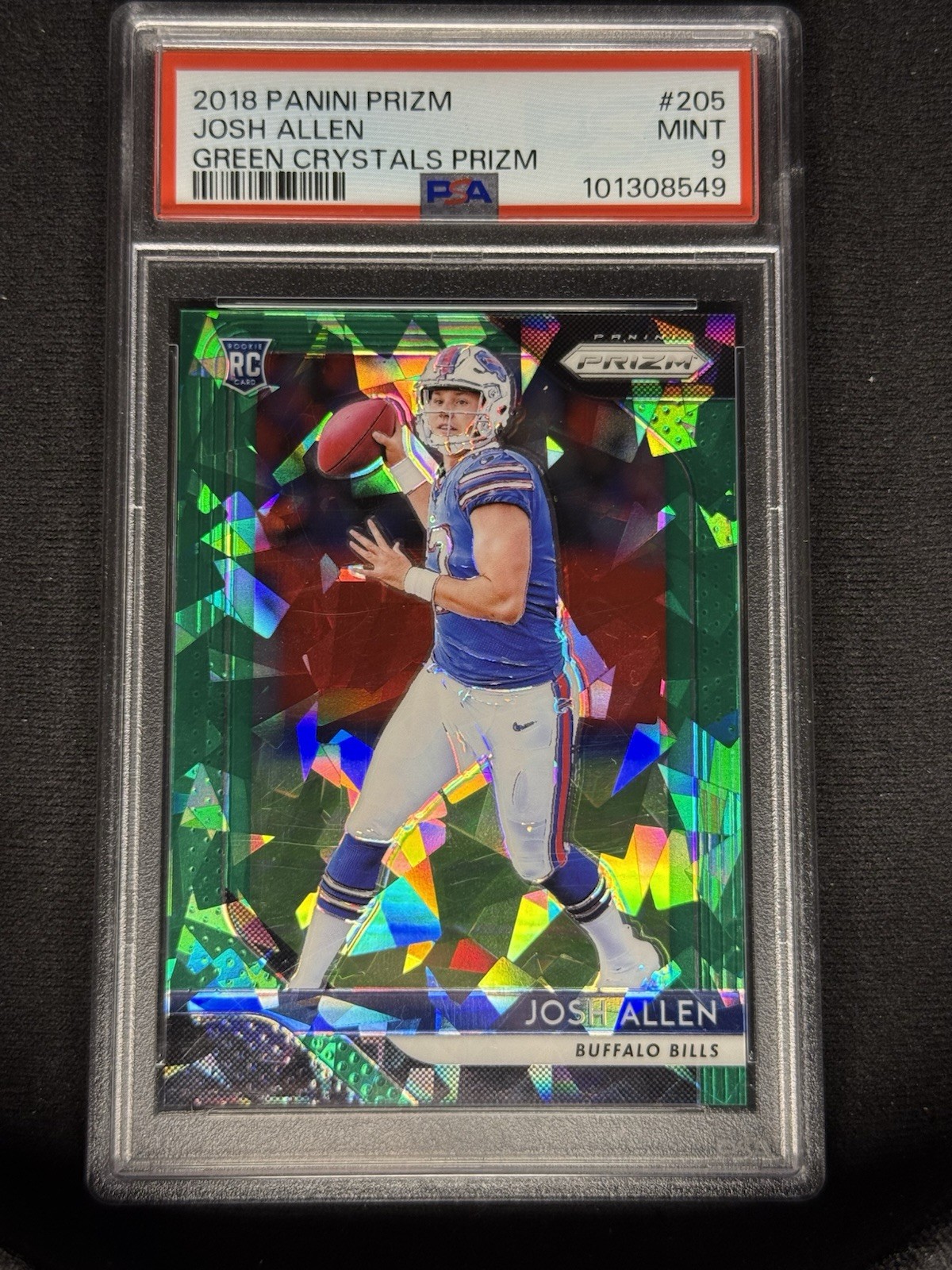 2018 Panini Prizm Rookie Josh Allen #205 Green Crystals Prizm /75 (RC) PSA 9