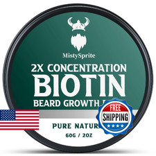 Beard Balm  2X Concentration Biotin Beard Balm for Men 2 oz - Natural Mens Bear