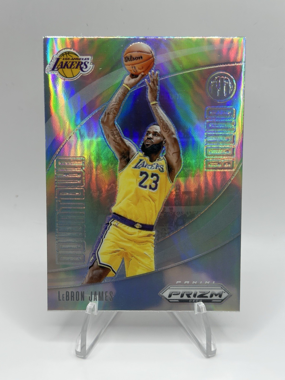 2023-24 Panini Prizm Deca LeBron James Downtown Bound Insert Silver Prizm Lakers