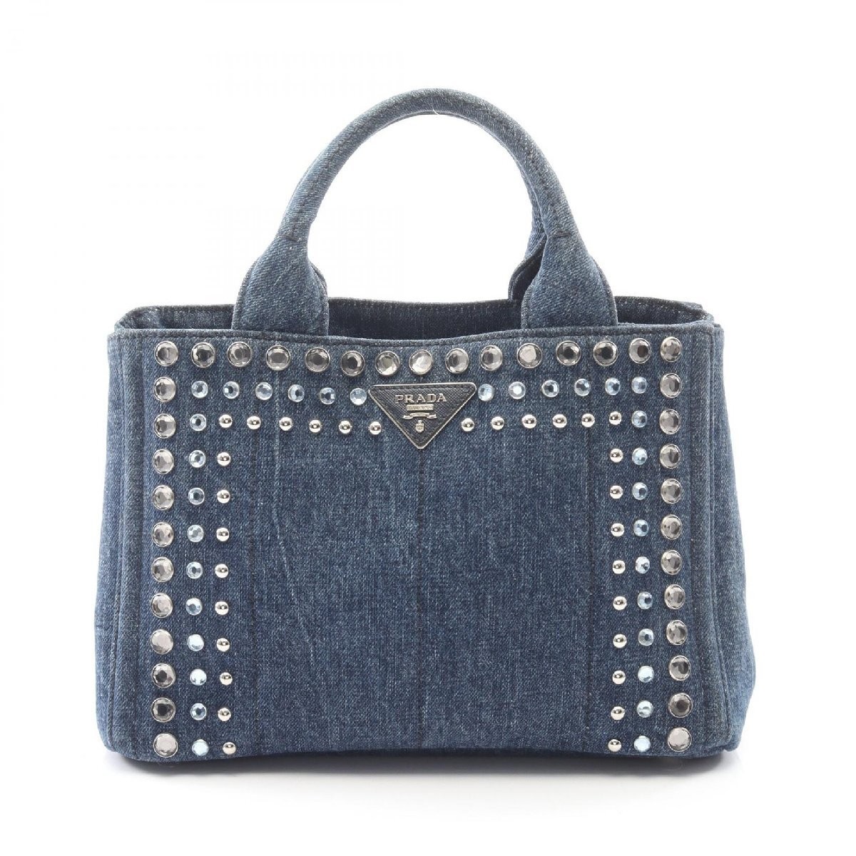 PRADA CANAPA  PRADA Denim Tote Bag Denim Beads Used Ladies from japan