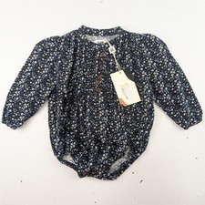NOMA Navy Floral Mini Tuck Long Sleeve Romper - 12M