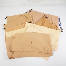 Lot de 10 sacs à poussière LOUIS VUITTON logo cordon toile coton beige marron