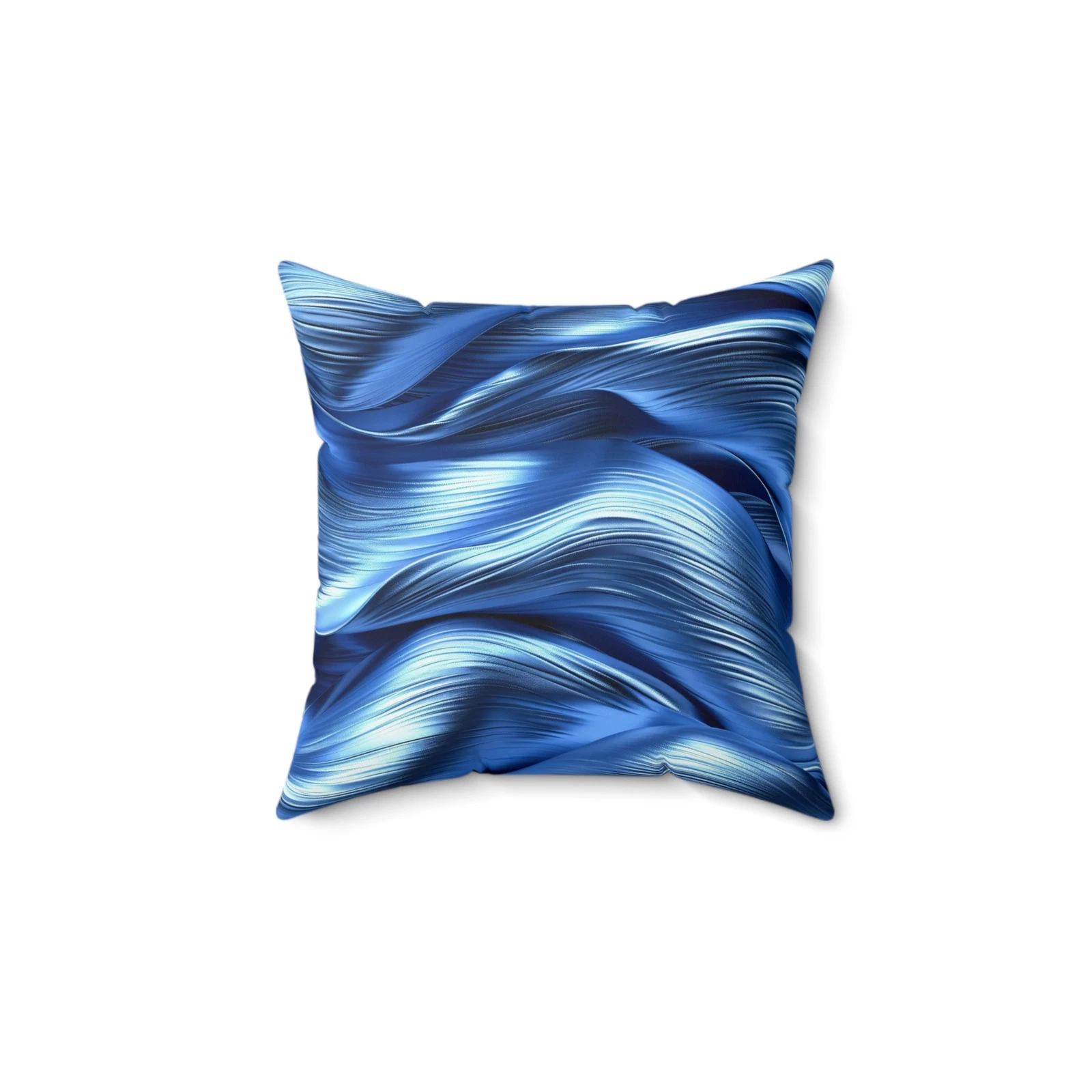 Blue Abstract Wave Square Decorative Throw Pillow, Ocean-Inspired Home Accent