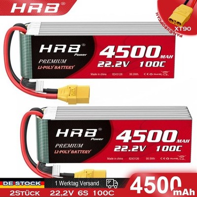 2 Stück 22,2V 4500mAh 6S XT90 LiPo Akku für RC Auto Truck Flugzeug Hubschrauber
