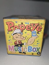 Vintage 1953 Matty Mattel Tin Litho popeye “Jack In The Box” Metal Toy For Parts