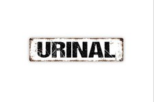 Men's Restroom Urinal Vinyl Sticker or Metal Door Plaque