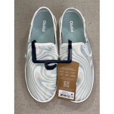 OluKai Pehuea Women 7.5 Bright White Swirl Slip On Mesh Sneakers 20271-WBZL