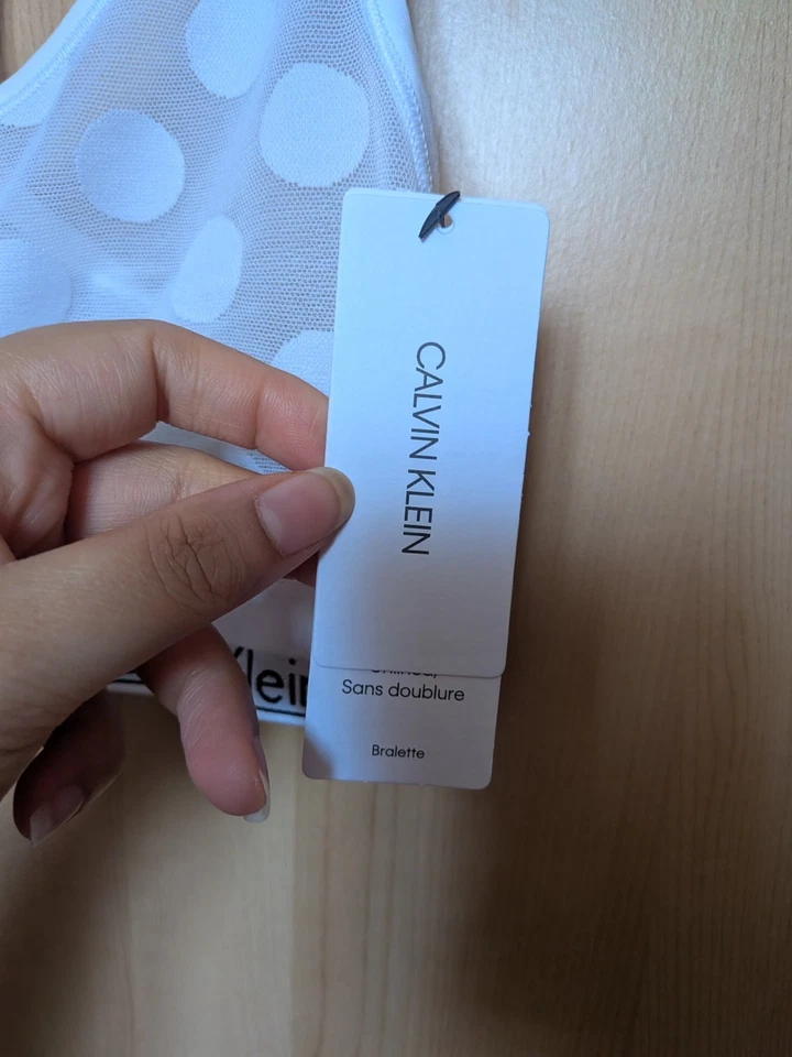 Calvin Klein bralette size S polka dots white mesh bra Christmas gift  - Image 3 of 4