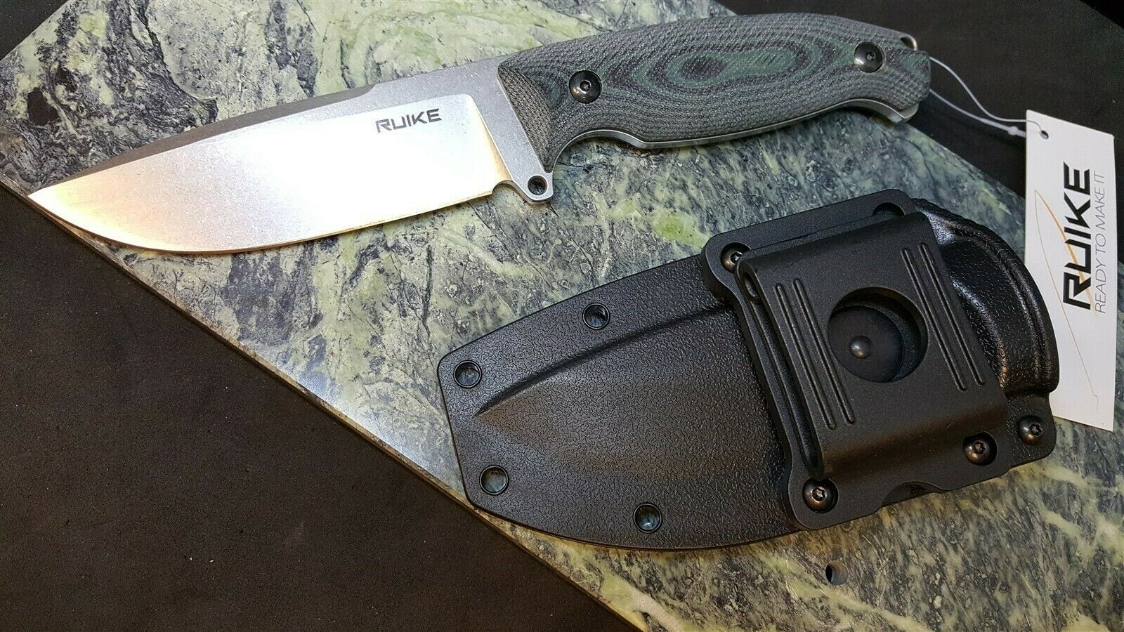 RUIKE Jager F118 Green G10 Handle Stonewashed Fixed Sandvik Blade Knife