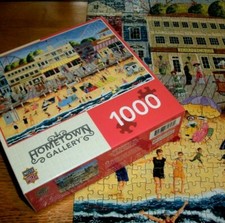 Jigsaw Puzzle 1000 Pieces Beach Boardwalk Amusement Rides Fun Americana Complete