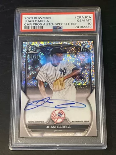 2023 Bowman Chrome JUAN CARELA SPECKLE REFRACTOR AUTO PSA 10 160/299